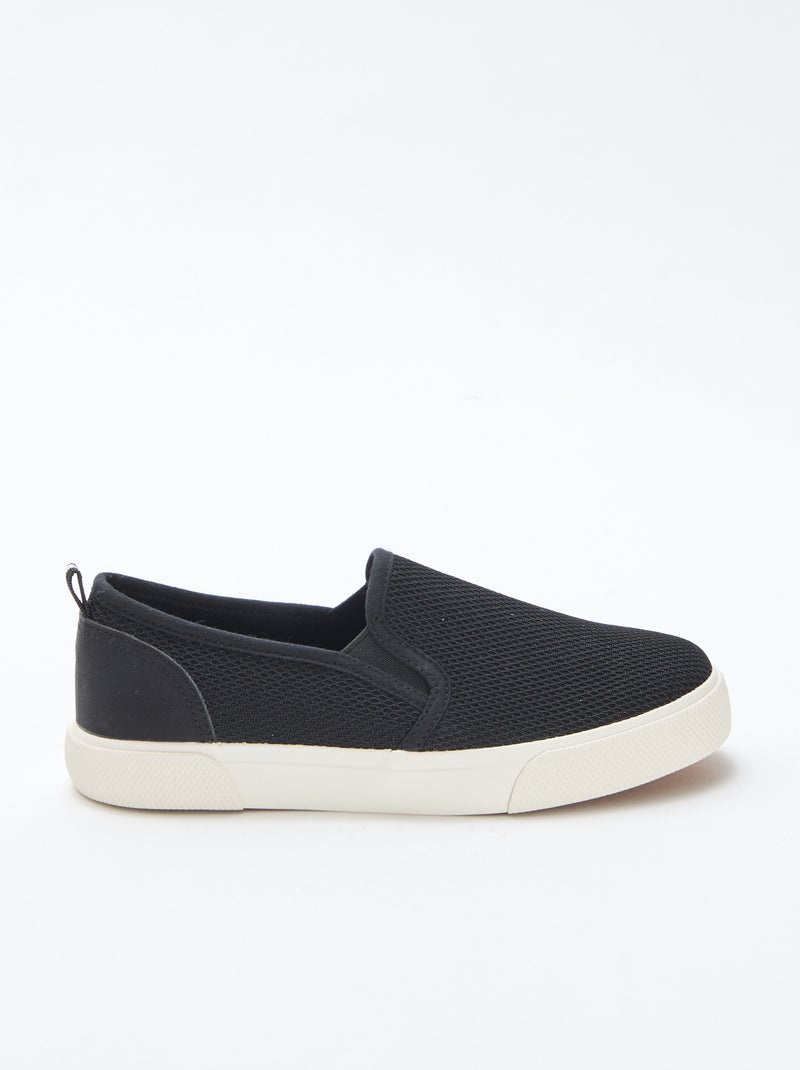Zapatillas bajas sin cordones de malla lisa Negro - Kiabi