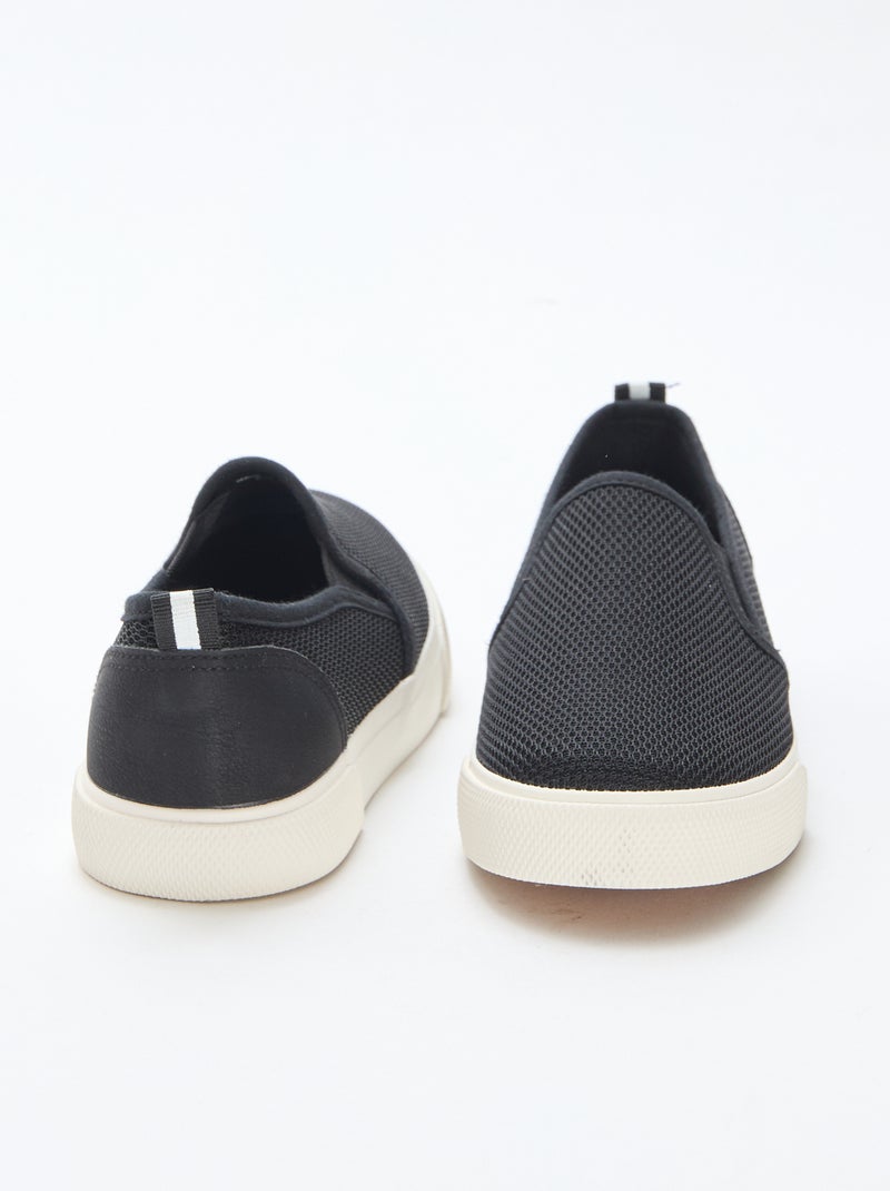 Zapatillas bajas sin cordones de malla lisa Negro - Kiabi