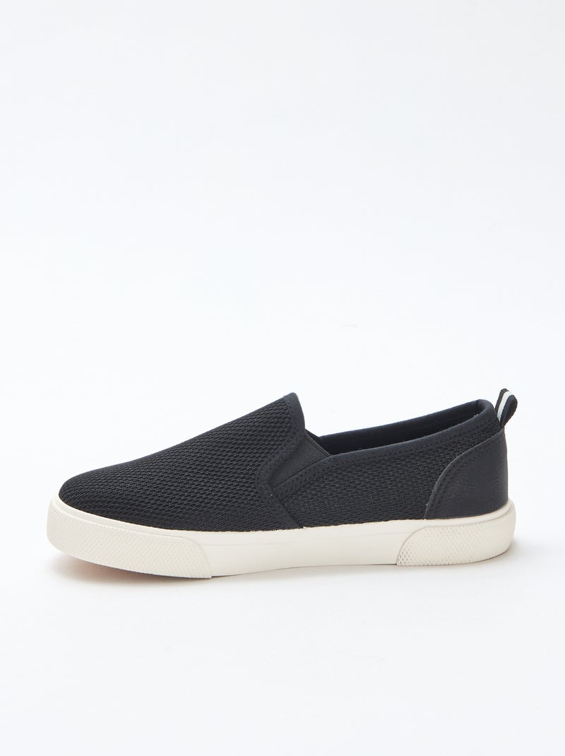 Zapatillas bajas sin cordones de malla lisa Negro - Kiabi