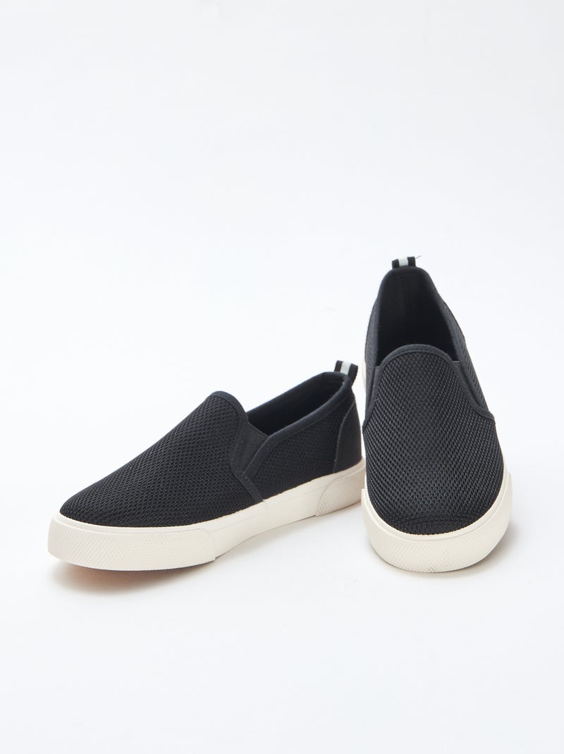 Zapatillas bajas sin cordones de malla lisa Negro - Kiabi