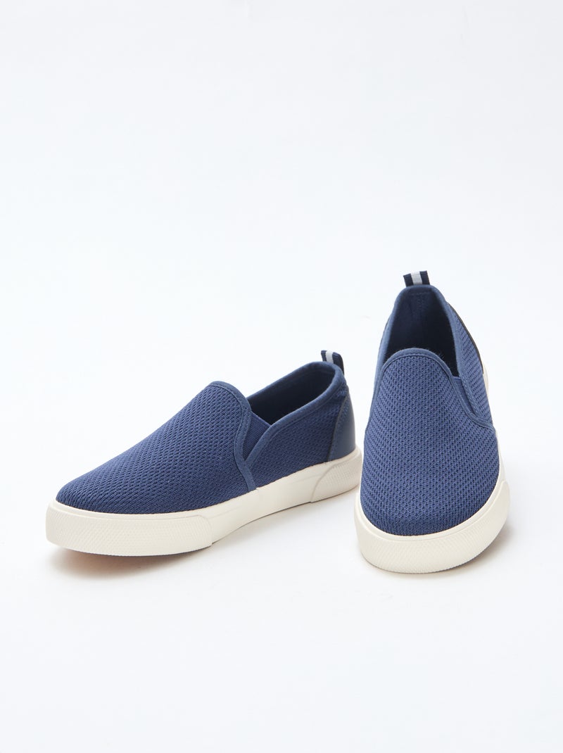 Zapatillas bajas slip-on de malla lisa Azul - Kiabi