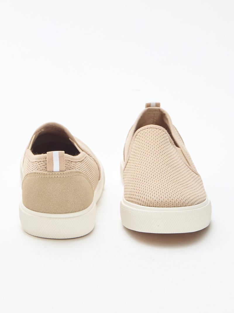Zapatillas bajas slip-on de malla lisa Beige - Kiabi