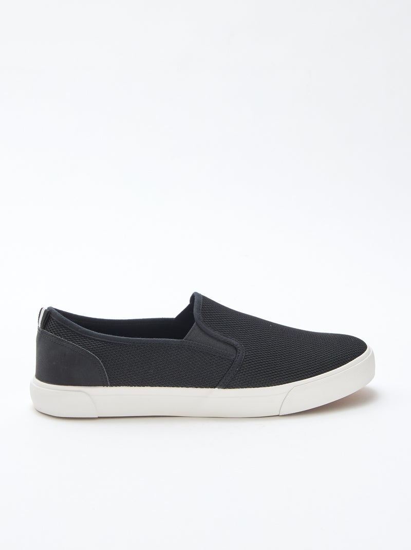 Zapatillas bajas slip-on de malla Negro - Kiabi