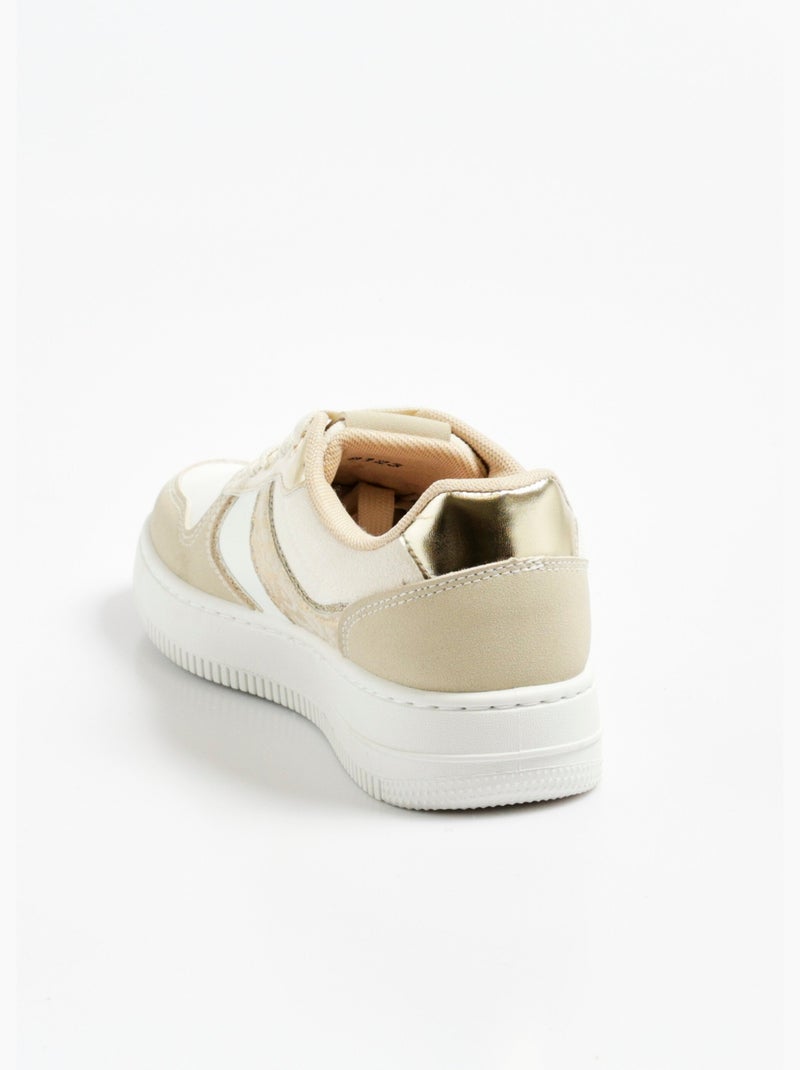 Zapatillas bicolor con detalles metalizados - AFIBEL Dorado - Kiabi