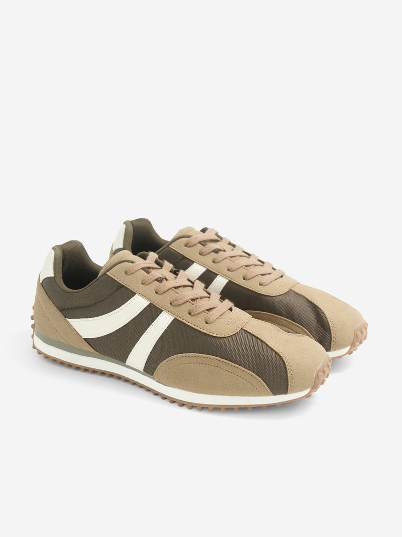 Zapatillas bicolores con cordones Kaki - Kiabi