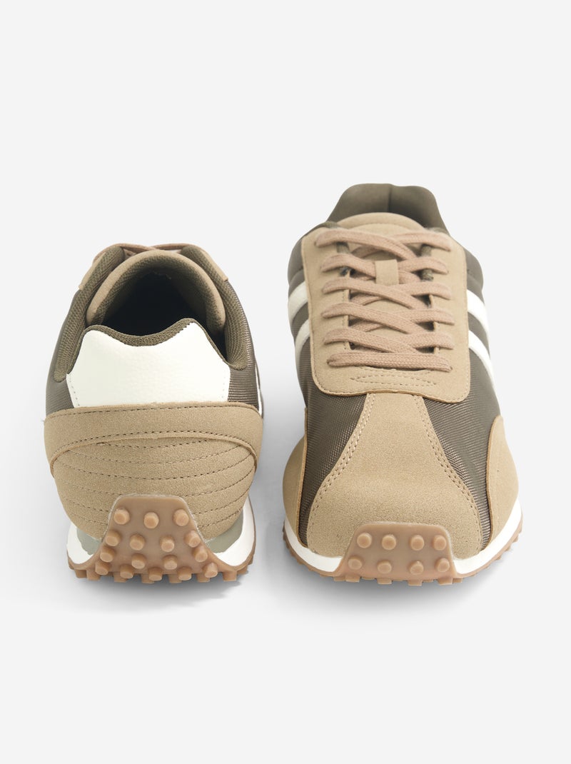 Zapatillas bicolores con cordones Kaki - Kiabi