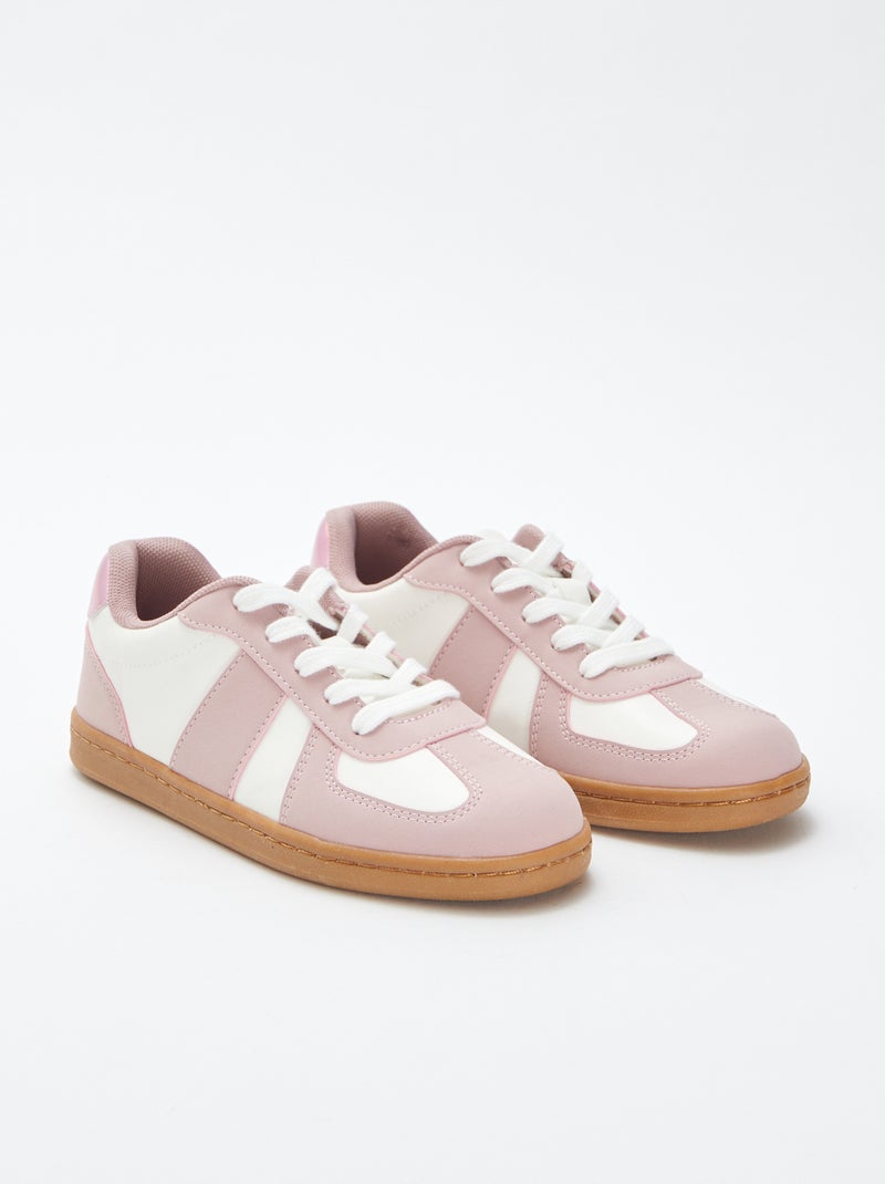 Zapatillas bicolores con cordones ROSA - Kiabi