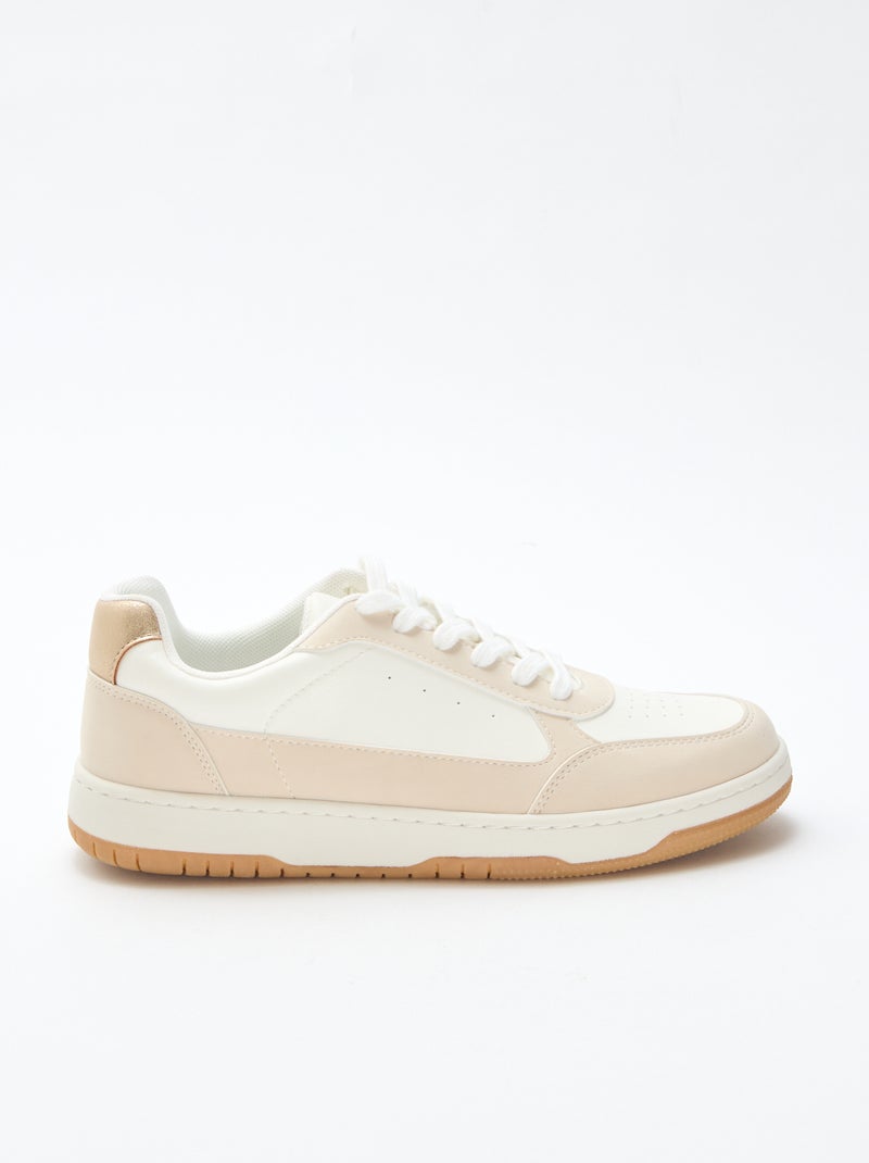 Zapatillas bicolores con detalles dorados Beige - Kiabi