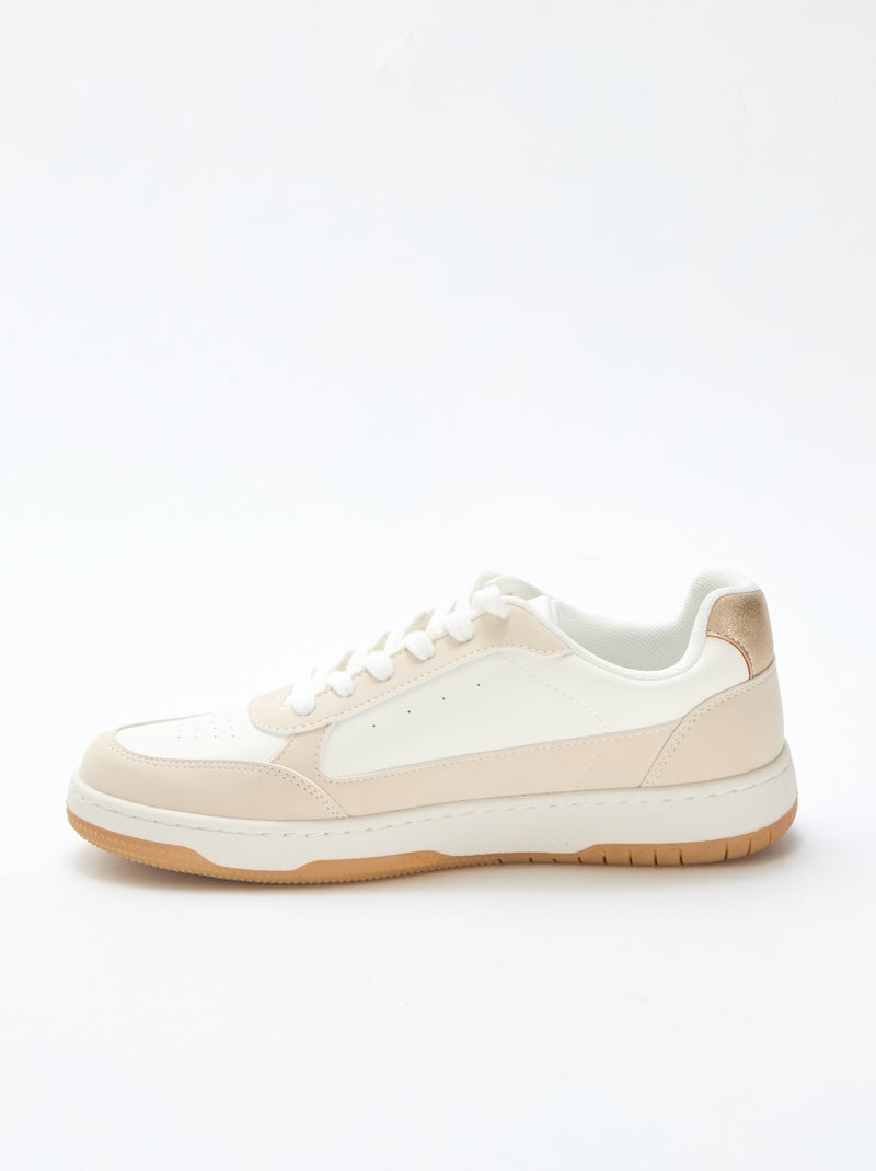 Zapatillas bicolores con detalles dorados Beige - Kiabi