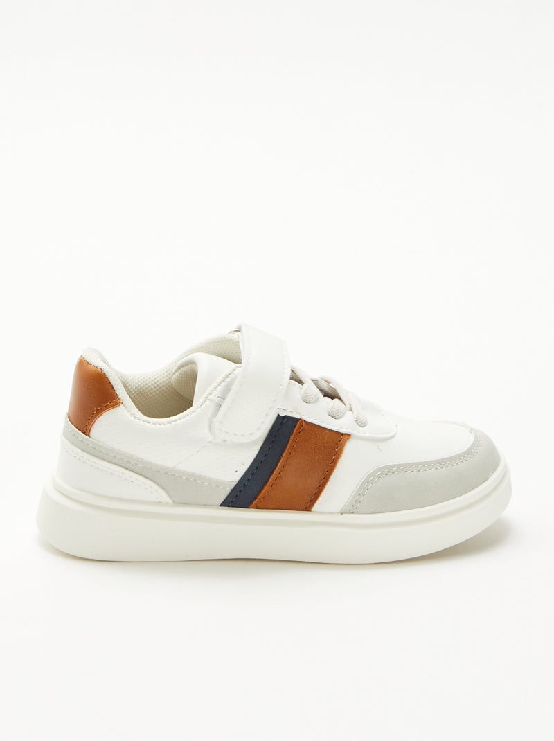 Zapatillas bicolores con velcro Blanco - Kiabi