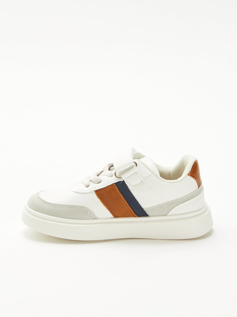 Zapatillas bicolores con velcro Blanco - Kiabi