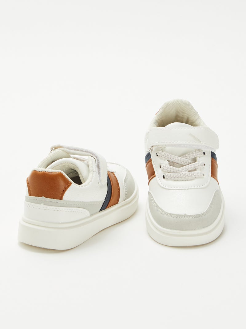 Zapatillas bicolores con velcro Blanco - Kiabi