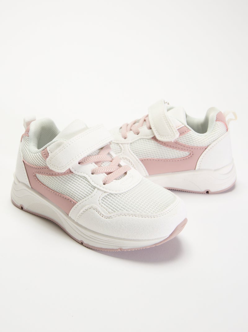 Zapatillas bimaterial con velcro Blanco - Kiabi