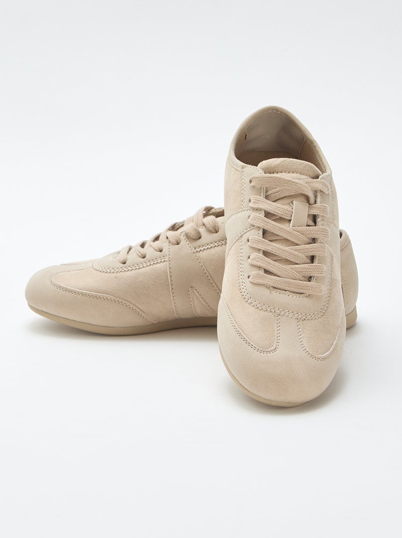 Zapatillas bimateriales lisas Beige - Kiabi
