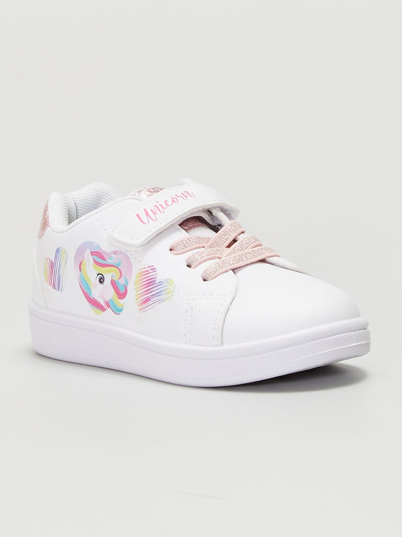 Zapatillas blancas con brillos 'unicornio' blanco - Kiabi