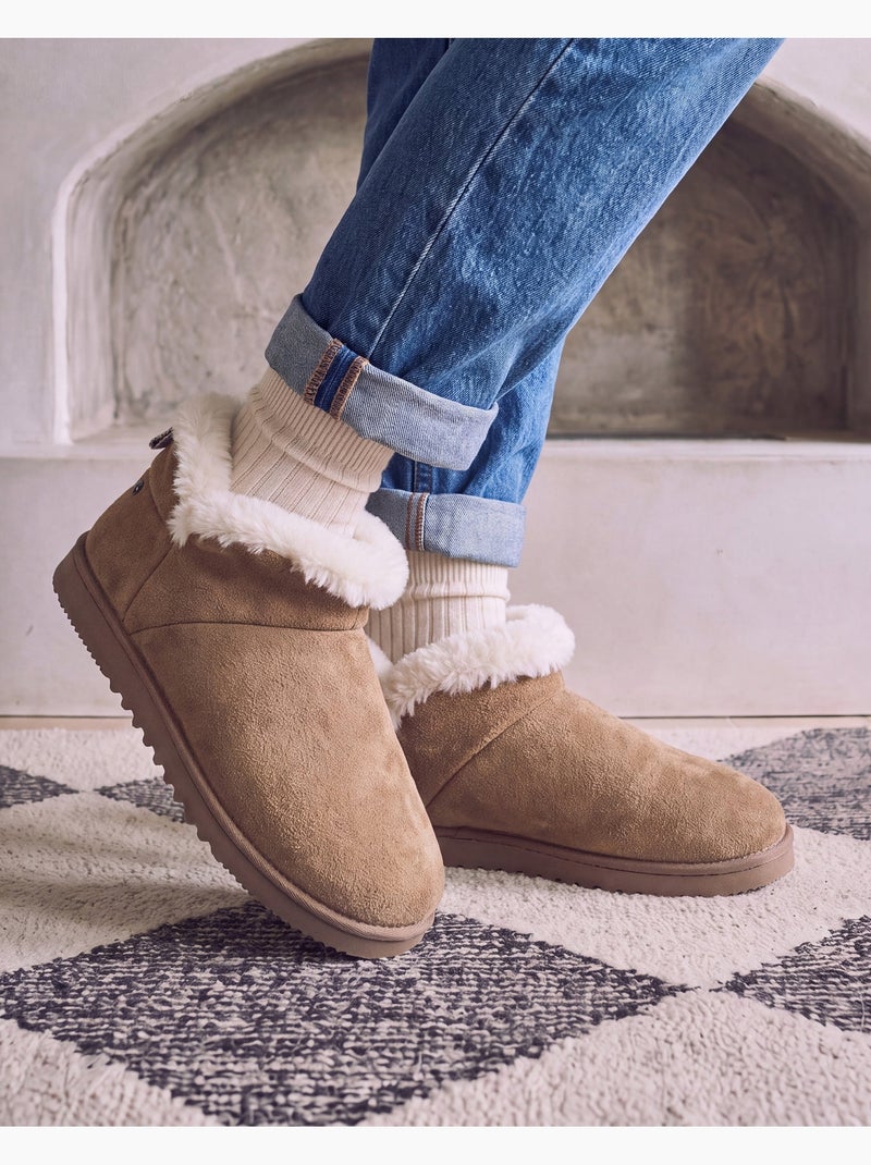 Zapatillas botines cuero color camel, suela de goma con mujer isotoner Camel - Kiabi
