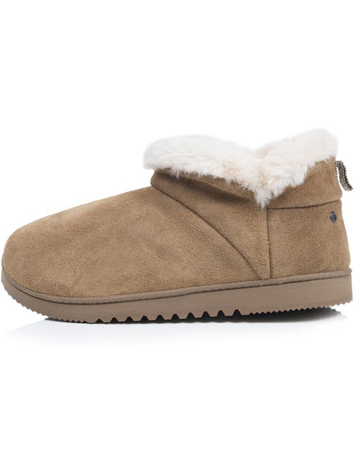Zapatillas botines cuero color camel, suela de goma con mujer isotoner - Kiabi Zapatillas botines cuero color camel, suela de goma con mujer isotoner - Kiabi