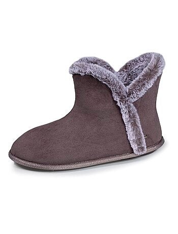 Zapatillas botines muy cómoda y cálida, con forro y ribete mujer Isotoner