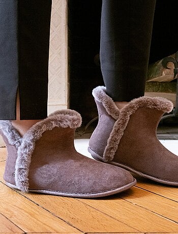 Zapatillas botines muy cómoda y cálida, con forro y ribete mujer Isotoner