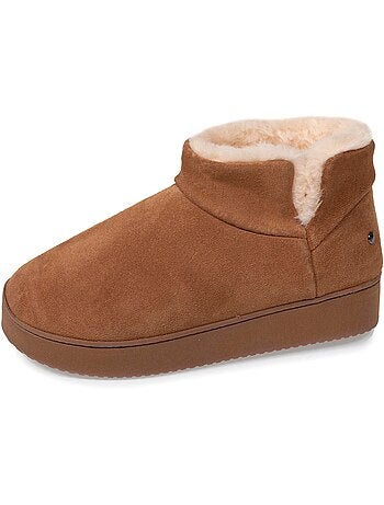 Zapatillas botines parte superior de cuero, suela de mujer isotoner