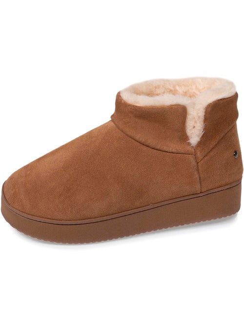 Zapatillas botines parte superior de cuero, suela de mujer isotoner - Kiabi Zapatillas botines parte superior de cuero, suela de mujer isotoner - Kiabi
