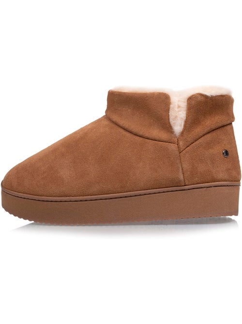 Zapatillas botines parte superior de cuero, suela de mujer isotoner - Kiabi Zapatillas botines parte superior de cuero, suela de mujer isotoner - Kiabi