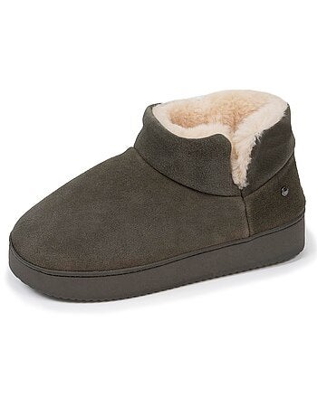 Zapatillas botines parte superior de cuero, suela de mujer isotoner