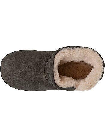 Zapatillas botines parte superior de cuero, suela de mujer isotoner
