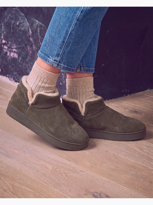 Zapatillas botines parte superior de cuero, suela de mujer isotoner - Kiabi Zapatillas botines parte superior de cuero, suela de mujer isotoner - Kiabi