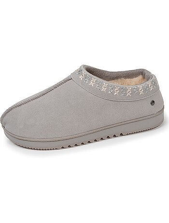 Zapatillas botines parte superior de cuero, suela de mujer isotoner