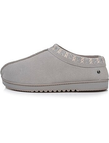 Zapatillas botines parte superior de cuero, suela de mujer isotoner