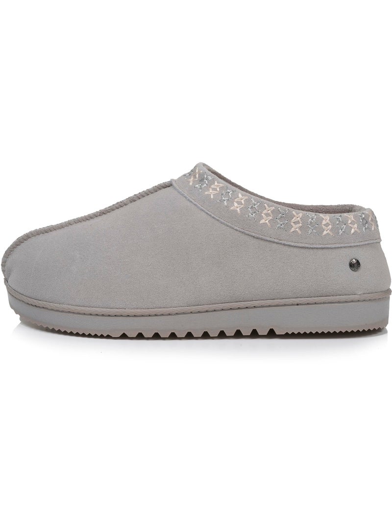Zapatillas botines parte superior de cuero, suela de mujer isotoner Gris gris - Kiabi