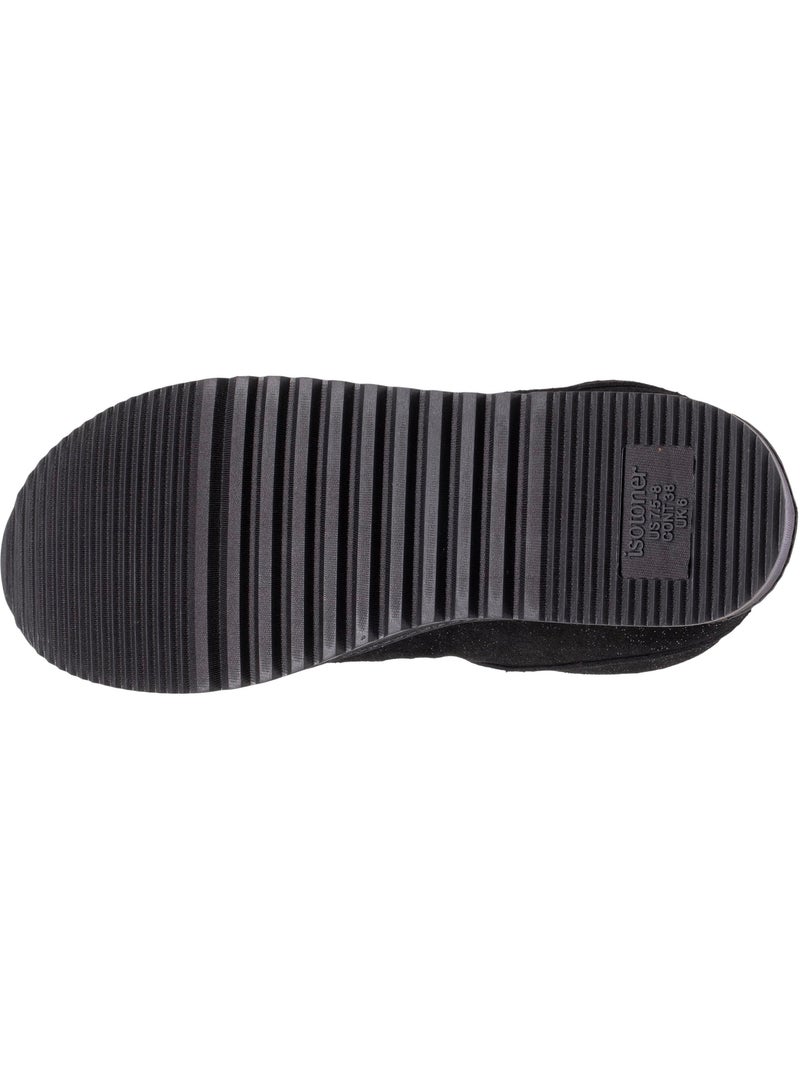 Zapatillas botines parte superior de cuero, suela de mujer isotoner Negro Gris Negro - Kiabi