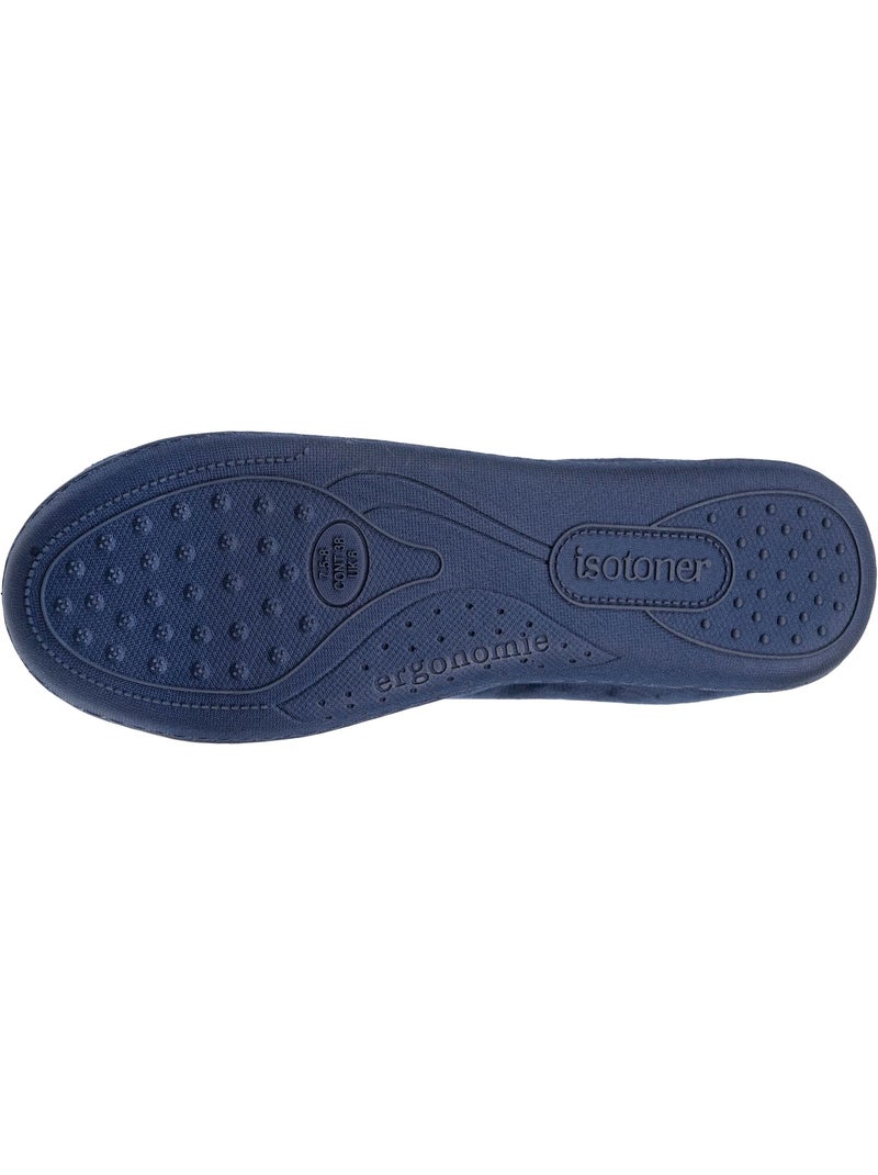 Zapatillas botines plantilla ergonómica microvelour con mujer Isotoner Azul marino - Kiabi