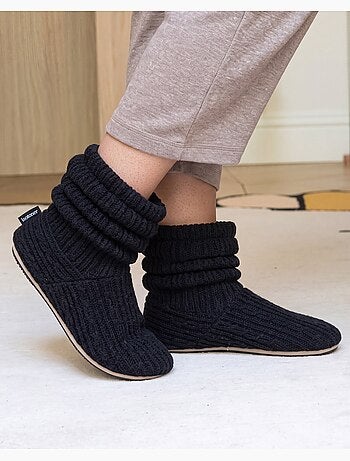Zapatillas botines punto de raso y lazo mujer isotoner