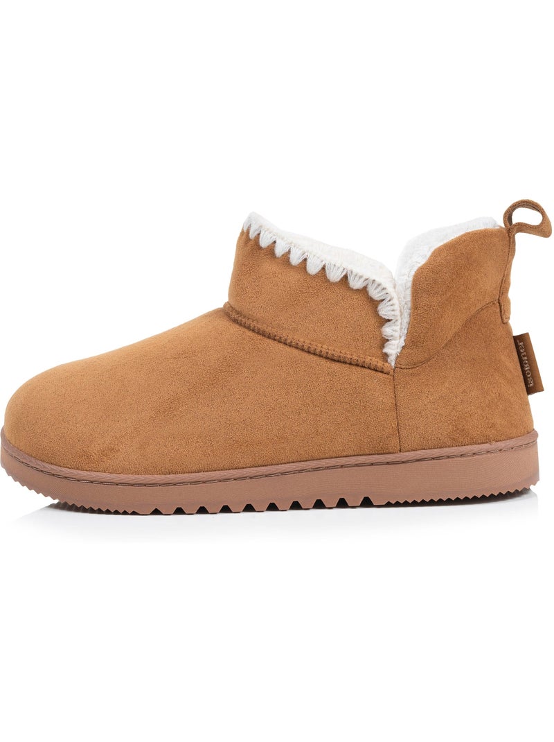 Zapatillas botines suede - suela con tacos mujer isotoner Camel - Kiabi