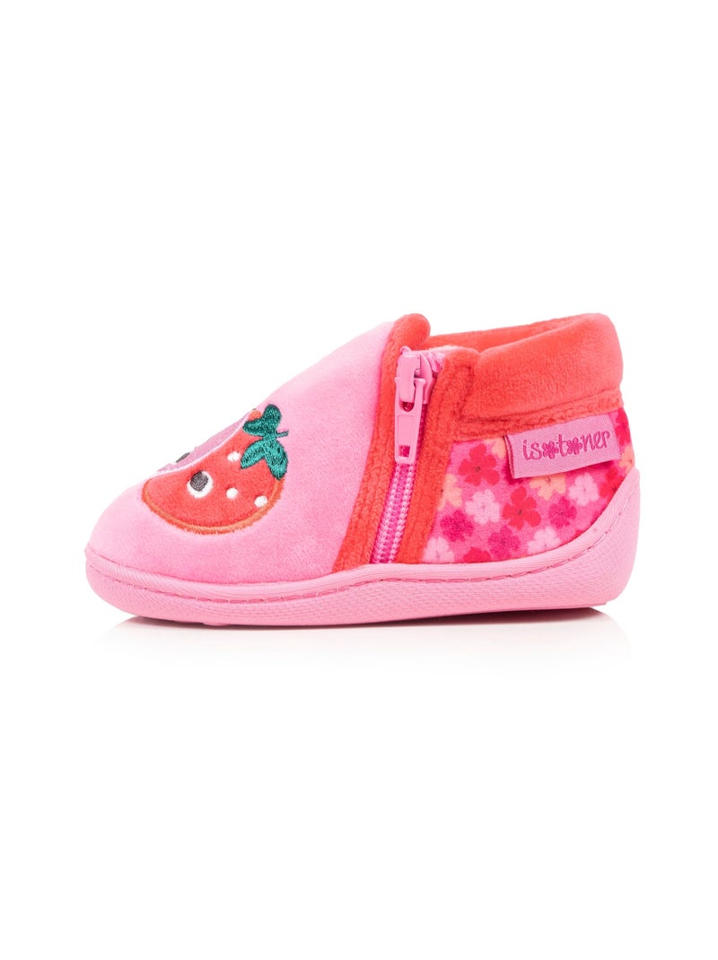 Zapatillas botines terciopelo, soporte reforzado, cierre bebé niña Isotoner Rosa - Kiabi