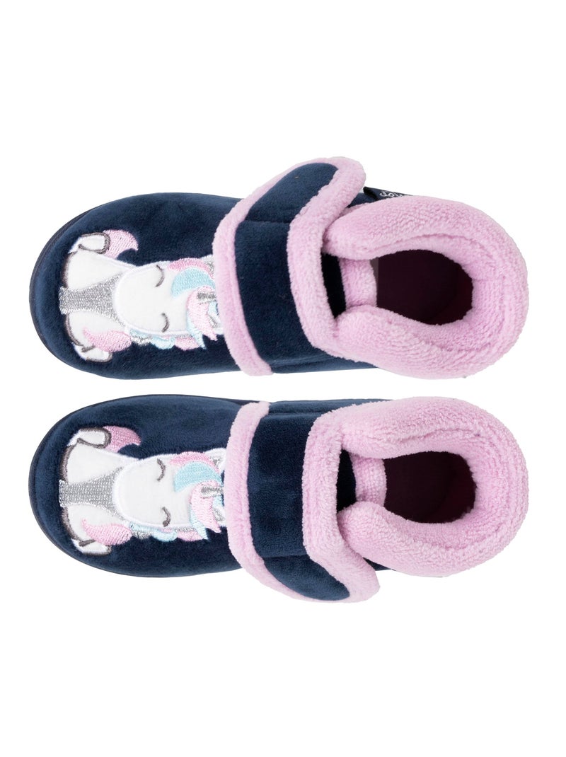 Zapatillas botines terciopelo, soporte reforzado, cierre de bebé niña Isotoner Azul marino - Kiabi
