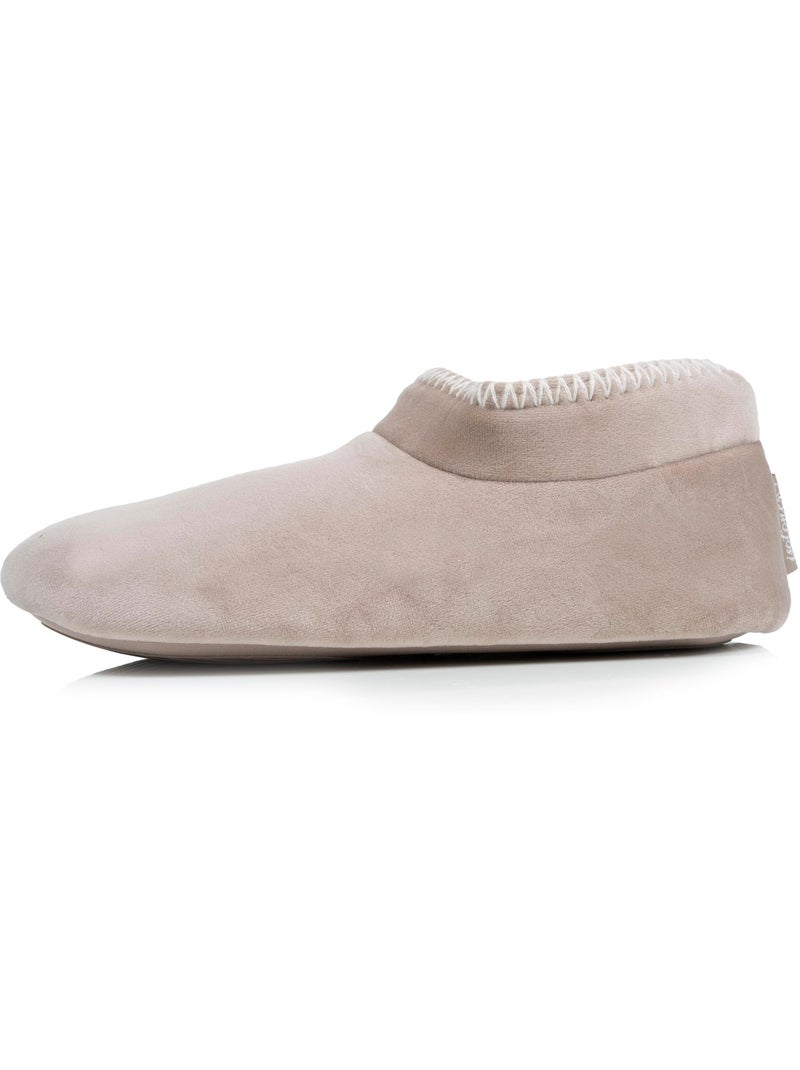 Zapatillas botines terciopelo, suela de goma antideslizante mujer Beige - Kiabi