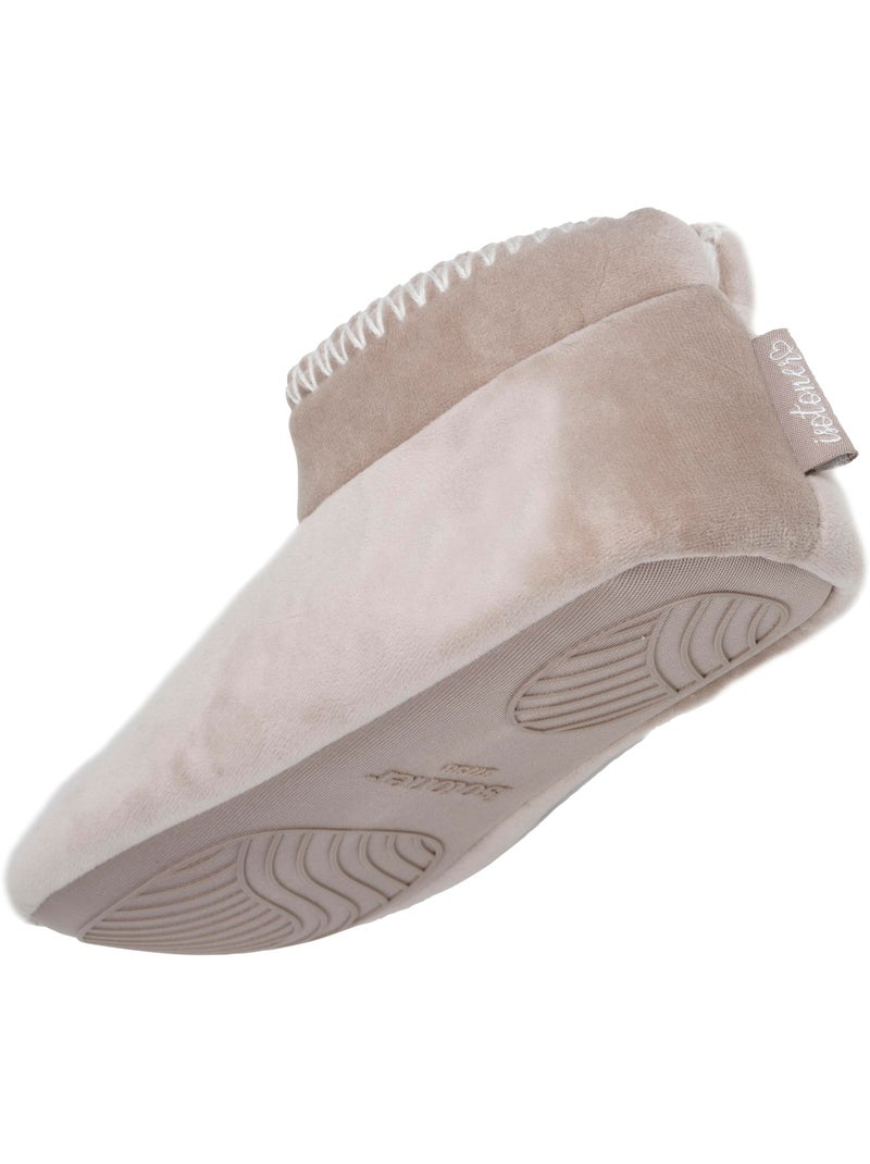 Zapatillas botines terciopelo, suela de goma antideslizante mujer Isotoner Beige - Kiabi