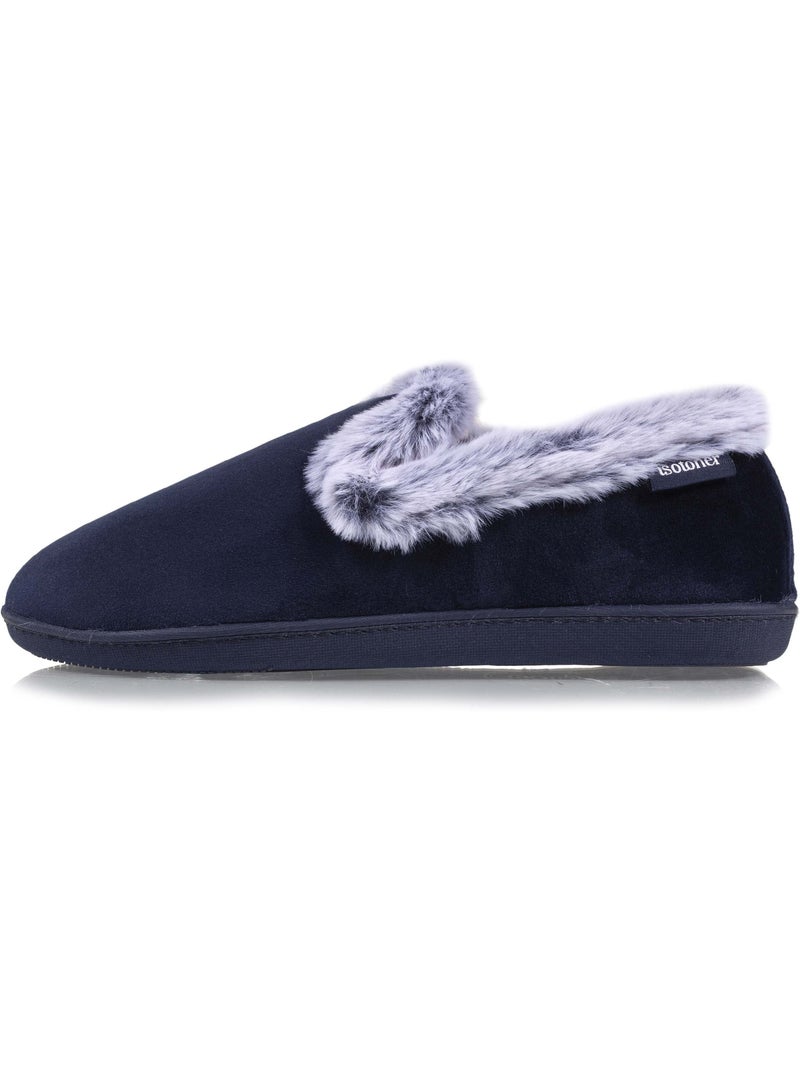 Zapatillas cerradas detalles de piel sintética mujer isotoner Azul marino - Kiabi