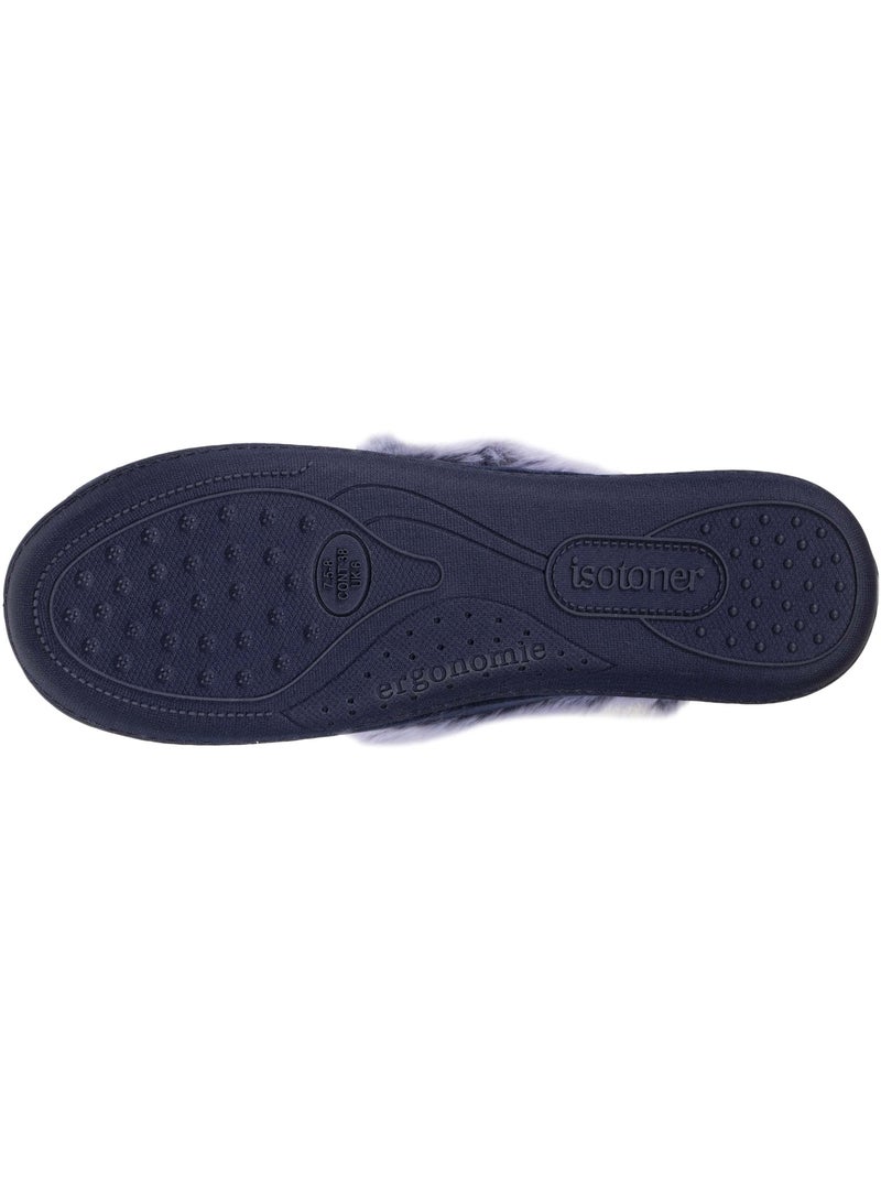 Zapatillas cerradas detalles de piel sintética mujer isotoner Azul marino - Kiabi