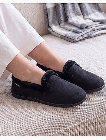 Zapatillas cerradas microvellón, suela ergonómica, espuma mujer isotoner