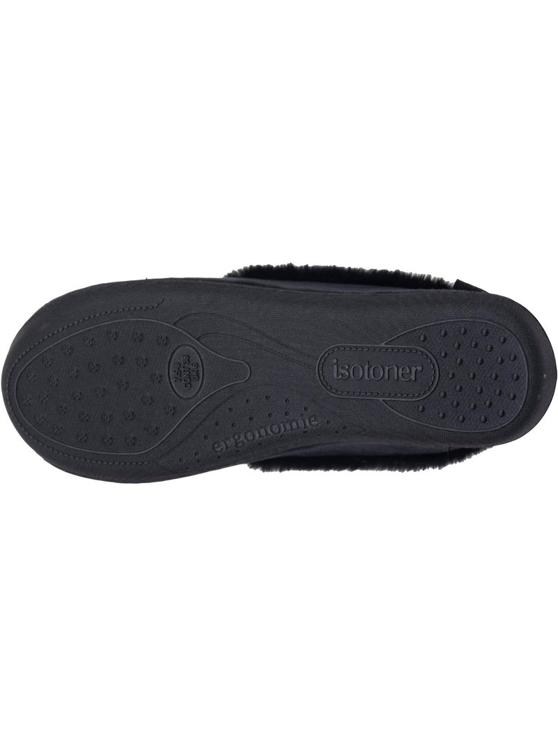 Zapatillas cerradas microvellón, suela ergonómica, espuma mujer isotoner Negro - Kiabi