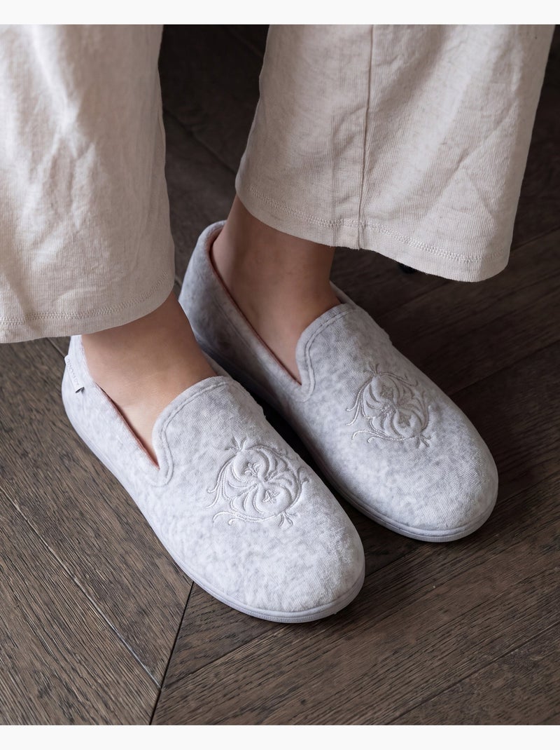 Zapatillas cerradas plantilla ergonómica de terciopelo con mujer Gris jaspeado - Kiabi