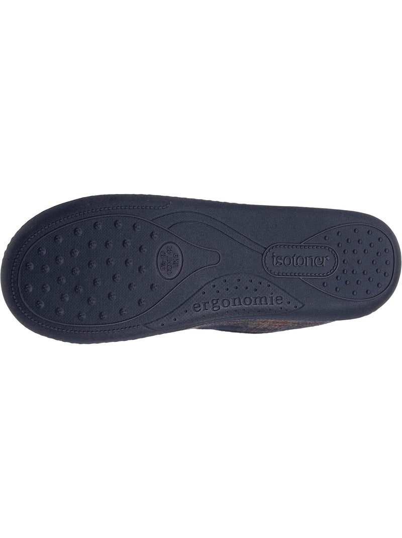 Zapatillas cerradas suela ergonómica de lana, espuma con hombre isotoner Azul Marrón - Kiabi