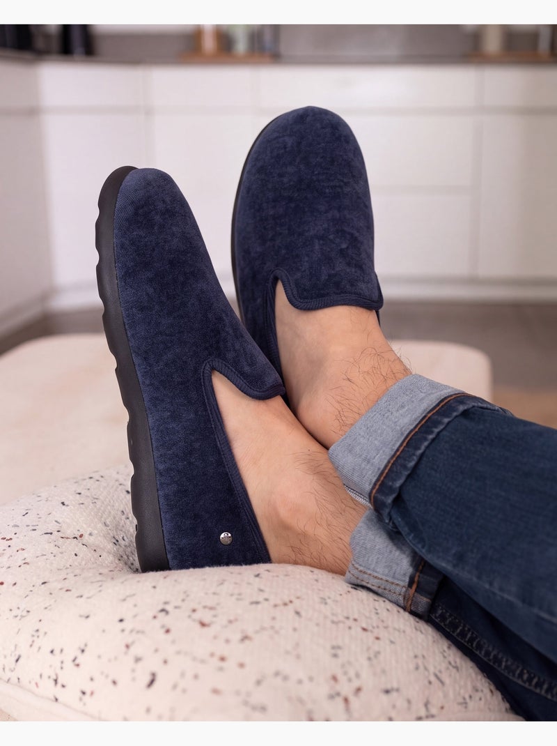 Zapatillas cerradas terciopelo flexible, ultra cómodo y hombre Azul marino - Kiabi