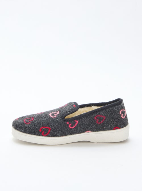 Zapatillas charentaises con corazones bordados - Kiabi