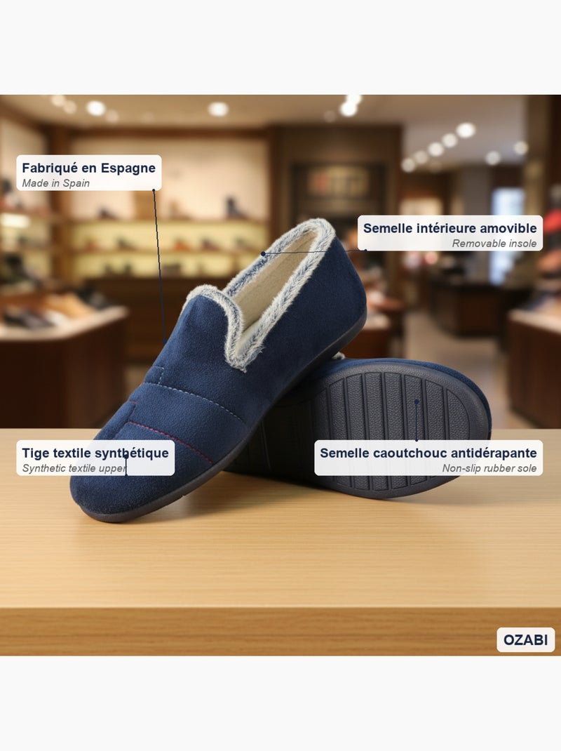 Zapatillas charentaisias hombre ozabi suela extraíble fabricadas españa Azul marino - Kiabi