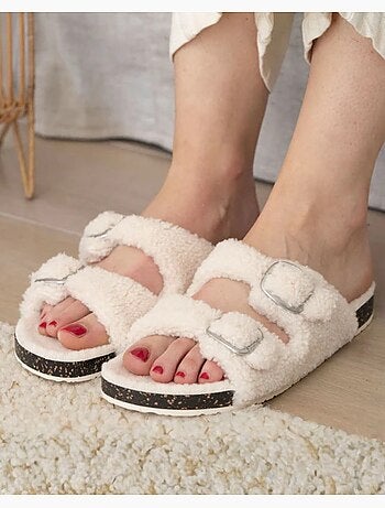 Zapatillas chinelas abiertas amortiguación del talón, comodidad al mujer isotoner